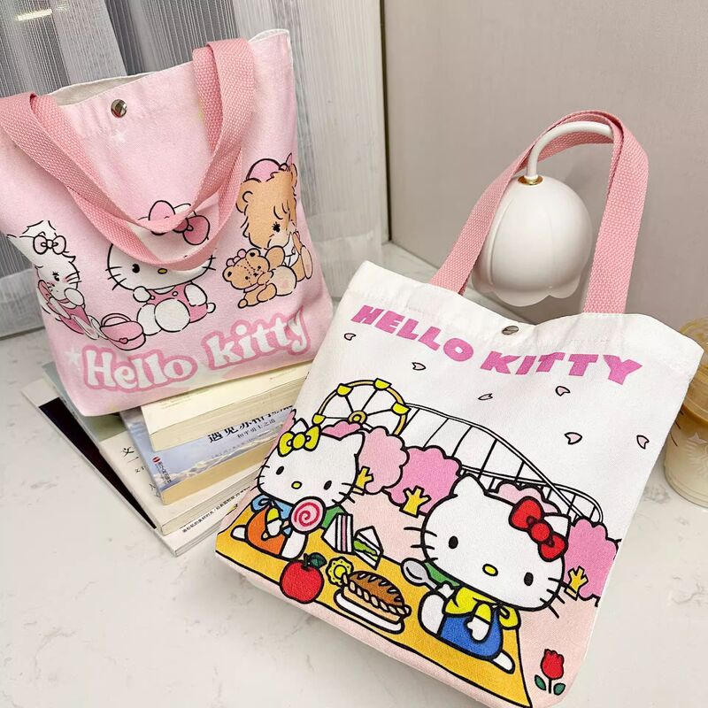 Cross-border Shoulder Handbag with Button Cute Cartoon New High-value Katie Bag Large Capacity Commuter Canvas Bag Cross-border Shoulder Handbag with Button Cute Cartoon New High-value Katie Bag Large Capacity Commuter Canvas Bag