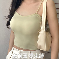 夏季新款冰絲一字圍抹胸裹胸內搭外穿一體式乳膠墊打底吊帶背心女