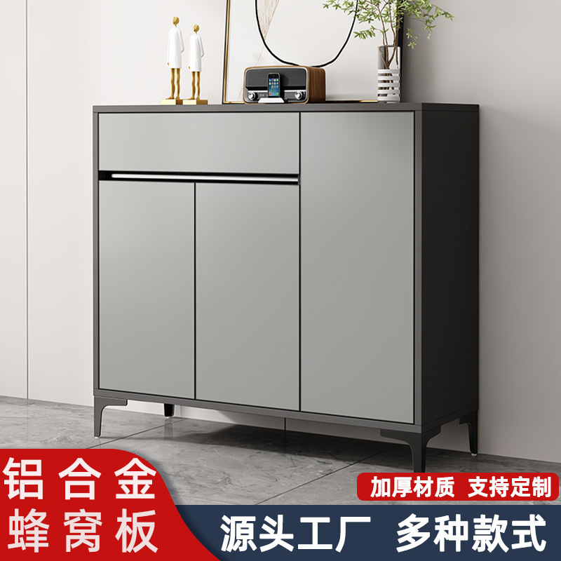 Light Luxury Style Aluminum Alloy Shoe Cabinet Honeycomb Aluminum Door Entry Shoe Cabinet Home Balcony Outdoor Waterproof Sun Protection Storage Cabinet