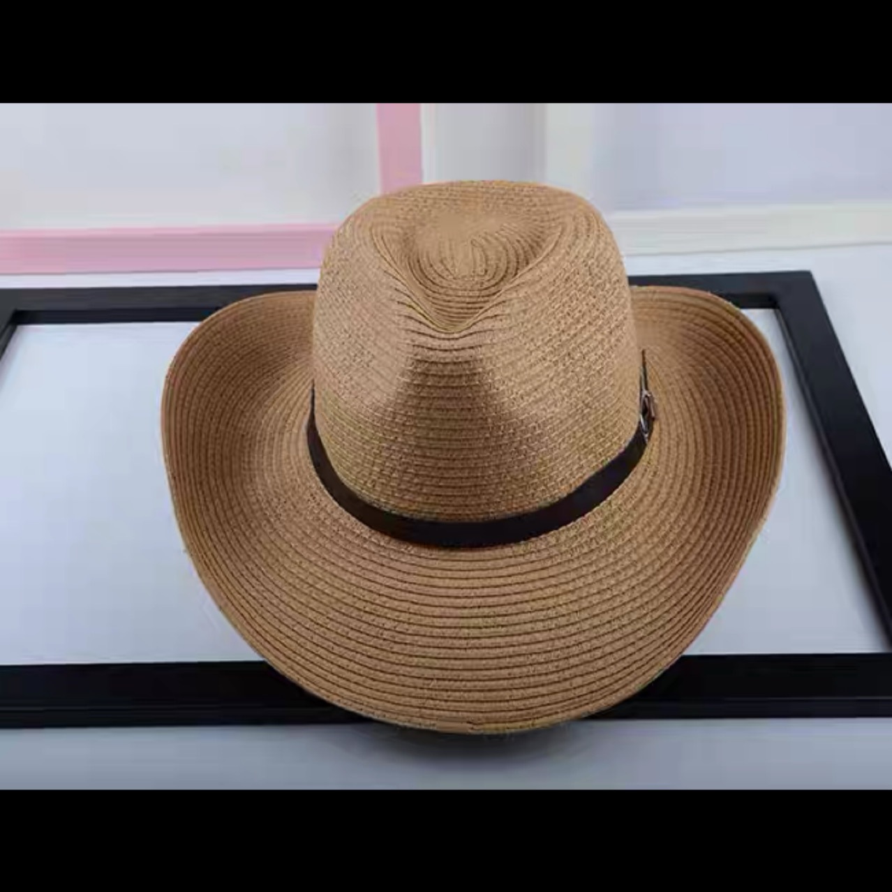 Women's Simple Style Color Block Crimping Straw Hat display picture 3