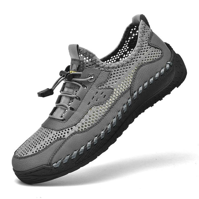 Herren Leder Freizeitschuhe Atmungsaktiv Handgenäht Mesh_voghion.com