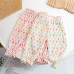 Girls summer anti-mosquito pants 2023 children's sports pants fashionable colorful polka-dot pants for baby girls to wear casual leggings