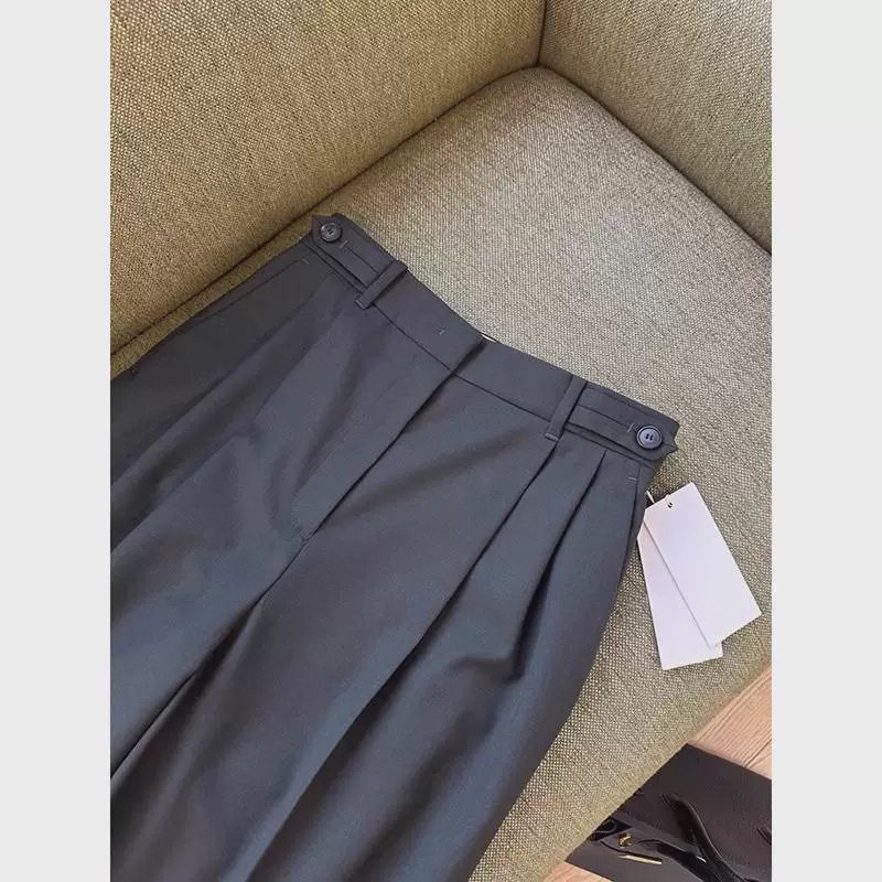 In-Stock Wholesale from Manufacturer, Must-Have! Fine Wool Wide-Leg Suit Pants for Women, Straight High-Waisted, Slimming Effect