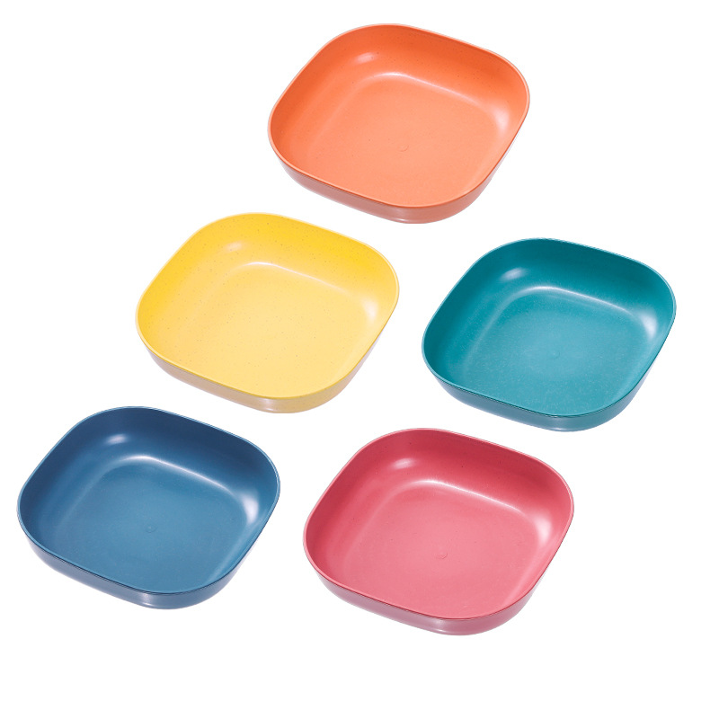 Paja DE TRIGO 15cm cuadrado plato profundo creativo mayor restaurante pala plato resistente a la caída plato de la torta hogar pequeño plato