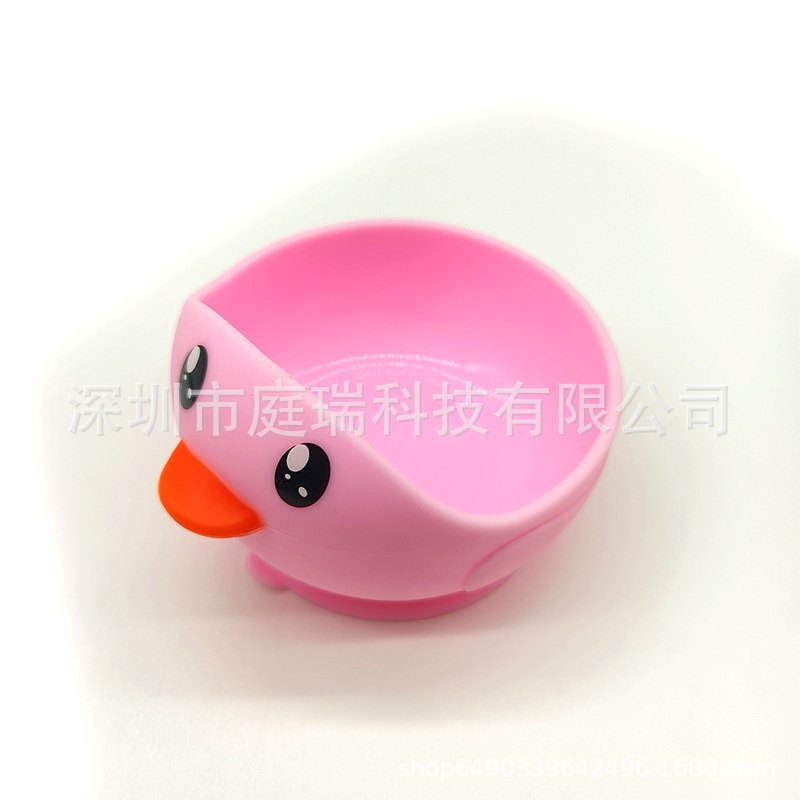 Cuenco de silicona pato suplemento alimenticio Tazón traje 316 tenedor cuchara lindo pollo lechón tazón de bebé resistente a la caída Tazón de cuchara traje