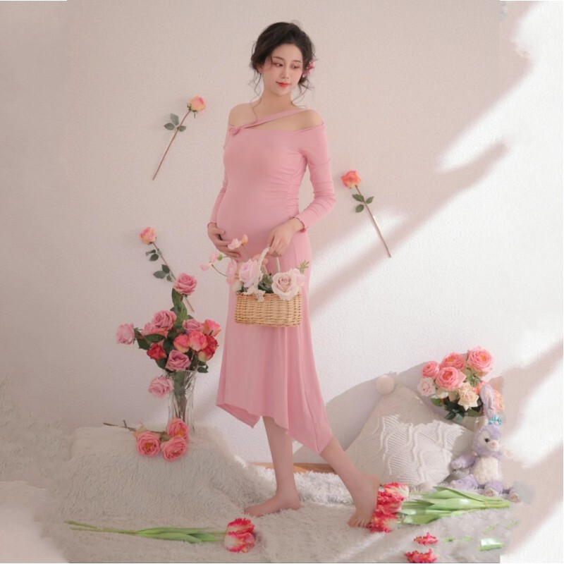 Photo Studio New Maternity Photo Clothing Flower Room Small Fresh dress Super Fairy Pure Desire Wind Pregnant Mother Big Belly Photo Dress