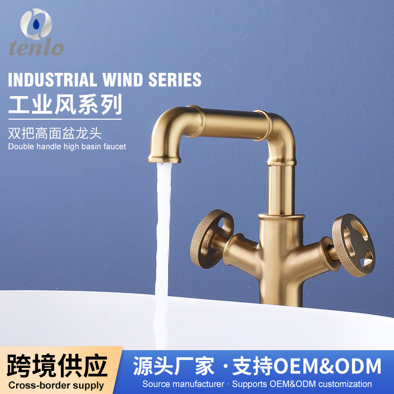 Hot and Cold Basin Faucet, Industrial Style, Dual Handle Control Faucet, Bathroom Washbasin Faucet Hot and Cold Basin Faucet, Industrial Style, Dual Handle Control Faucet, Bathroom Washbasin Faucet