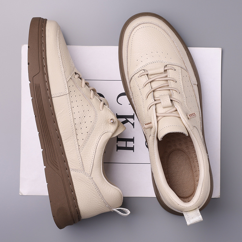 Men's Breathable Fashion Casual Sneakers, Versatile Trendy Soft-Soled Leather Shoes, Mid-Top Style