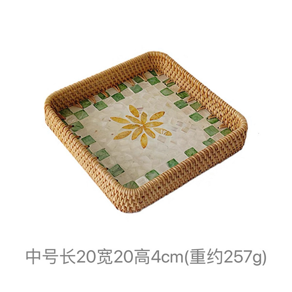 Vietnamese rattan shell tray fruit plate grows square tray household…