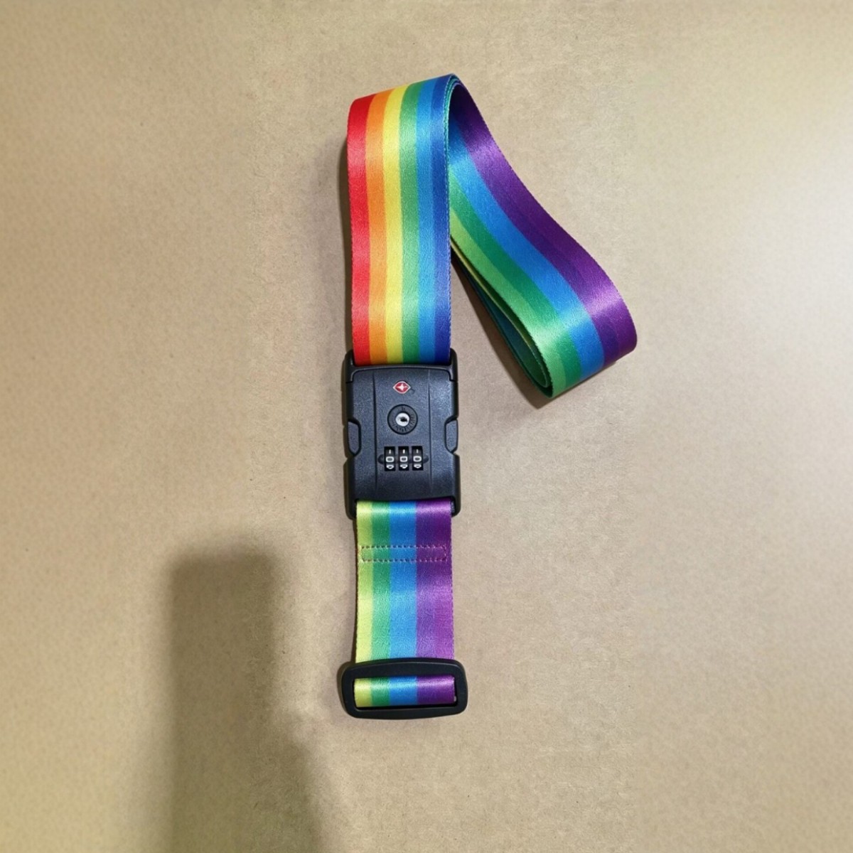 TSA combination lock luggage strap, rainbow print thickened nylon travel suitcase fastening strap, anti-theft adjustable for checked luggage