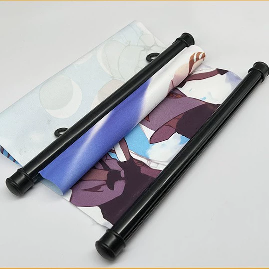 Round poster PVC, black plastic scroll