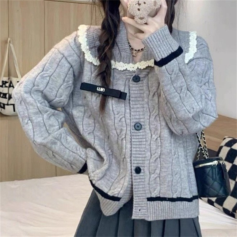 温柔风软糯娃娃领毛衣开衫早秋季可盐可甜休闲时尚减龄学院风穿搭|undefined