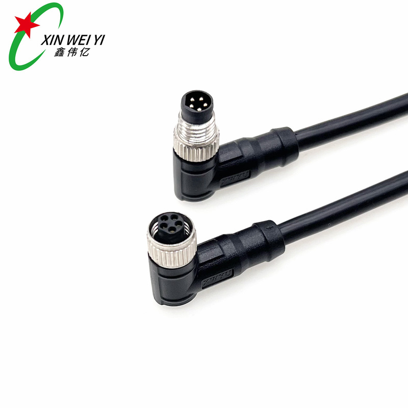 M8 -5P Elbow Waterproof Connector Aviation Plug B Code Industrial Camera Equipment Male-Female Connection Cable