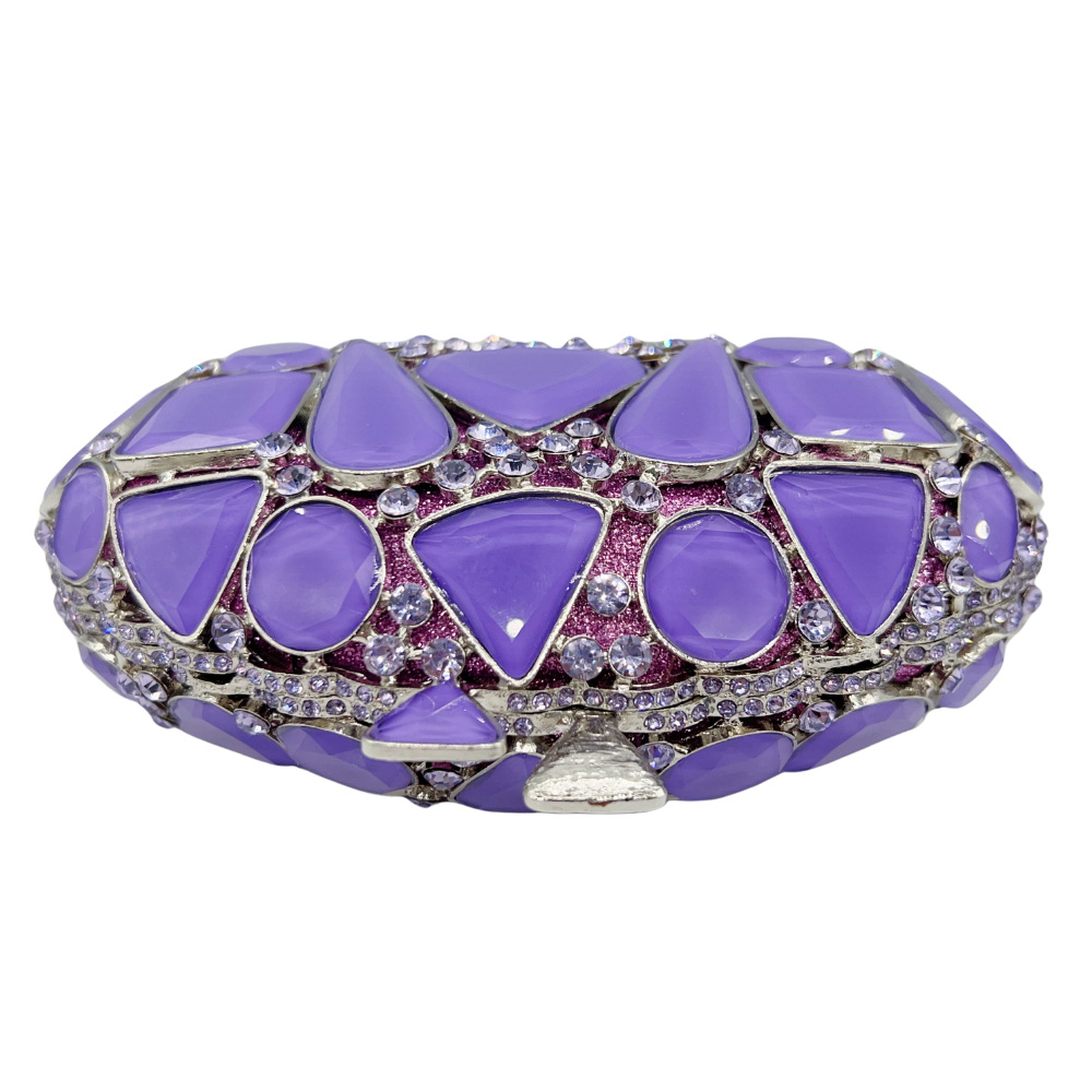 Túi clutch nữ đính đá rhinestone dây xích dạ tiệc phong cách Âu Mỹ — Hoa violet, hồng, Màu xanh chanh, BL258 tùy chỉnh các màu khác