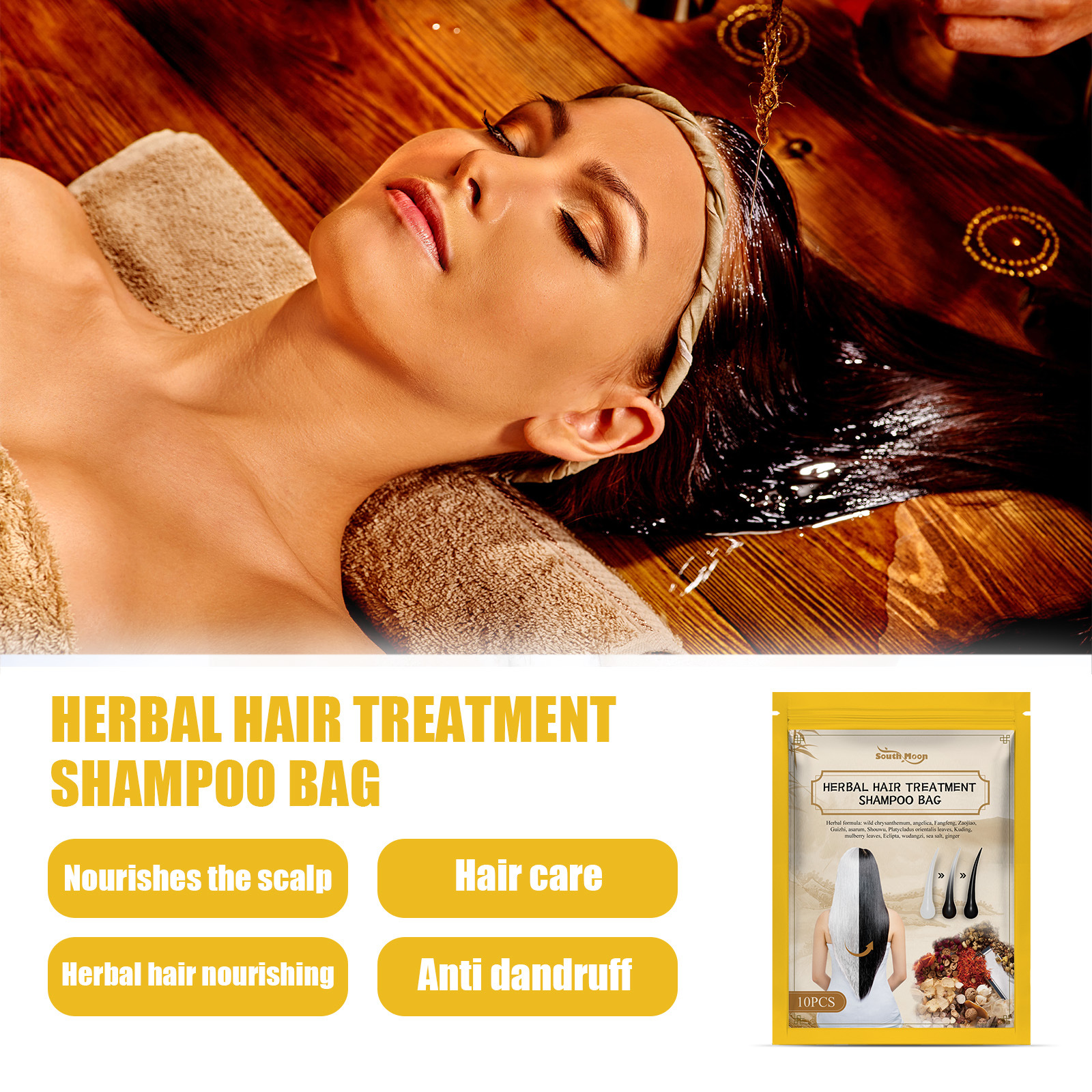 South Moon Black Hair Shampoo Pack Ginger Essence Moisturizes Hair Natural Black Hair Cleansing Care_voghion.com