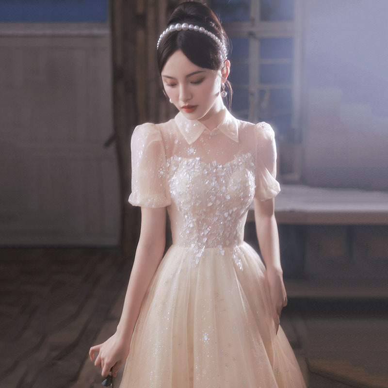 Champagne-Colored Dress for Women, 2026 New Style, Elegant for Banquets, Engagement Dress, Birthday Dress for Petite Women, Evening Dress for Autumn Champagne-Colored Dress for Women, 2026 New Style, Elegant for Banquets, Engagement Dress, Birthday Dress for Petite Women, Evening Dress for Autumn