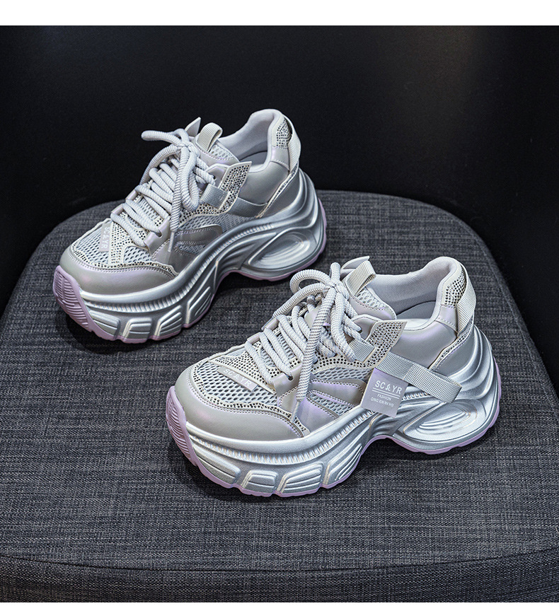Giày sneaker chunky nữ đế dày độn cao bên trong phong cách thời trang mạng mới hè 2026 — M2831 màu tím, M2831 bạc, M 2831m màu chi tiết 16
