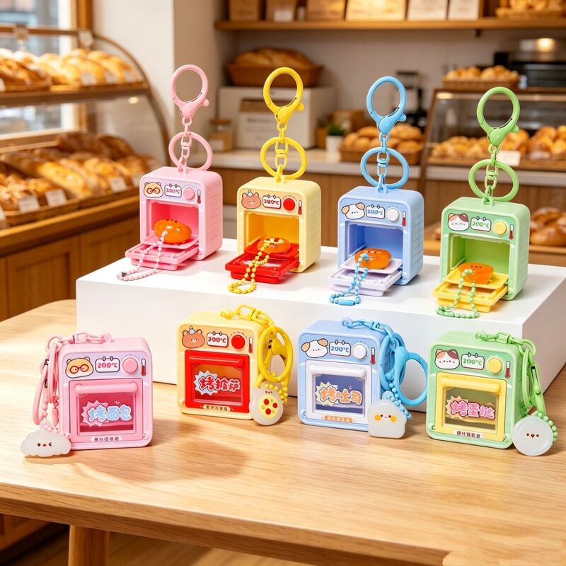 Original creative flip-book internet-famous baking UV cartoon oven keychain toy backpack pendant couple gift