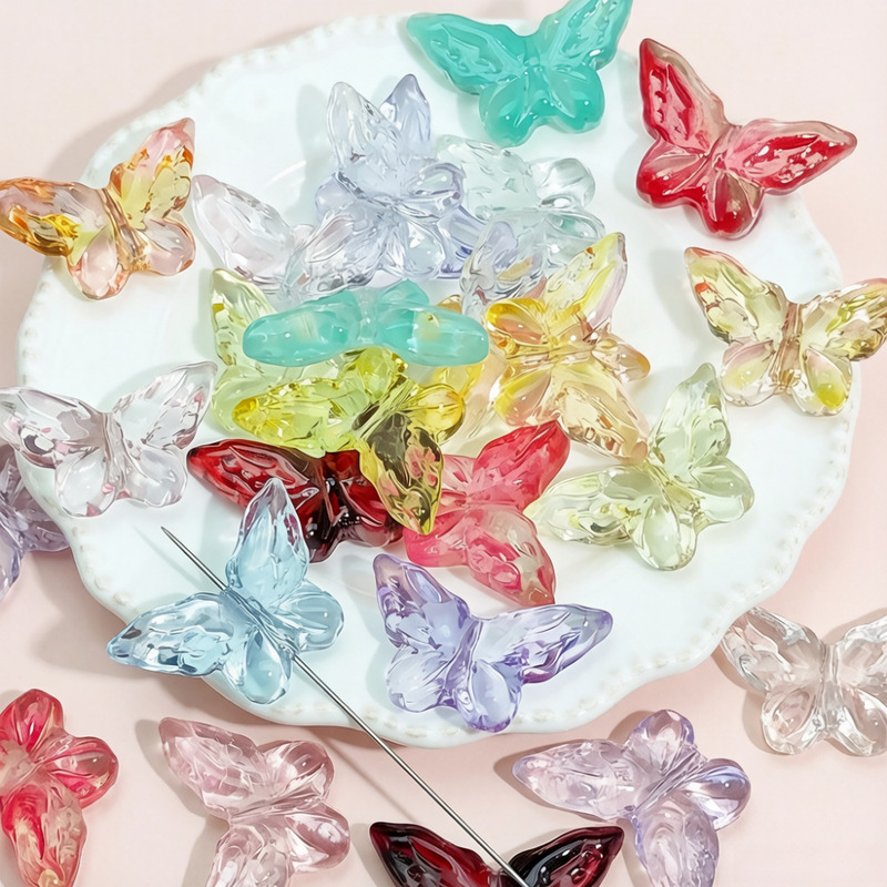 Wholesale 20*30mm Glass Carving Butterfly with Vertical Hole, Three-Dimensional Open-Winged Butterfly, Handmade DIY Beaded Necklace Materials Wholesale 20*30mm Glass Carving Butterfly with Vertical Hole, Three-Dimensional Open-Winged Butterfly, Handmade DIY Beaded Necklace Materials