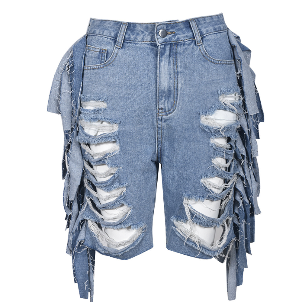 294g Weight Shorts Pants Length Polyester Fabric Type Mid Waist, High Waist Waist Line Cargo Pants, Jeans Pants Type Inelastic Elasticity Street Occasion Regular Fit Fit Type Solid Color Pattern Summer Season Women'S Gender Streetwear Style Washed, Tassel, Ripped, Washed Craft Women'S Street Streetwear Solid Color Shorts Washed Cargo Pants Jeans