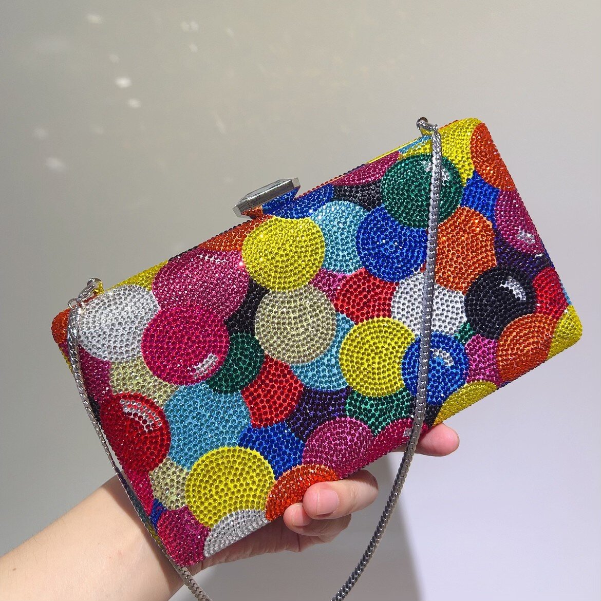 Túi clutch nữ đính đá dạ hội hình bong bóng cầu vồng — Bong bóng cầu vồng, Tùy chỉnh màu sắc khác/300 đơn hàng tối thiểu chi tiết 4