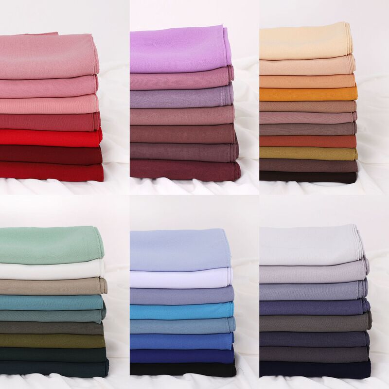 50-Color Pearl Chiffon Solid Color Small Square Scarf Turban Scarf Chiffon New Color Silk Scarf Turban Shawl Square Hijab 90