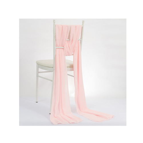 Simple modern Nordic style wedding party banquet chair cover yarn decoration polyester solid color chiffon fabric chair cover