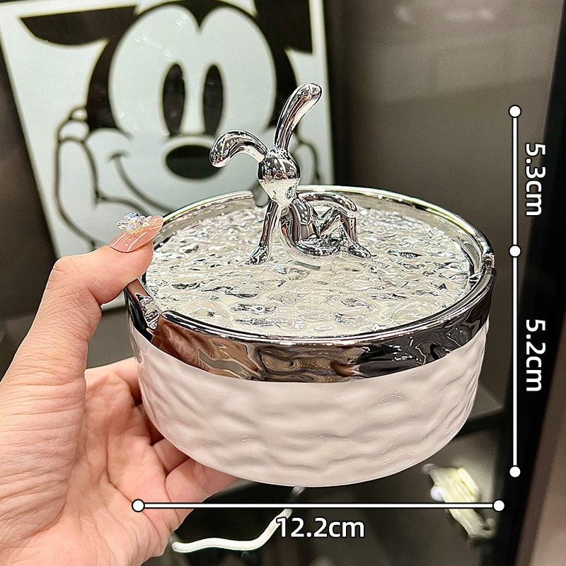 陶瓷烟灰缸带盖防飞灰家用客厅轻奢高颜值创意烟缸高级感奶油|undefined
