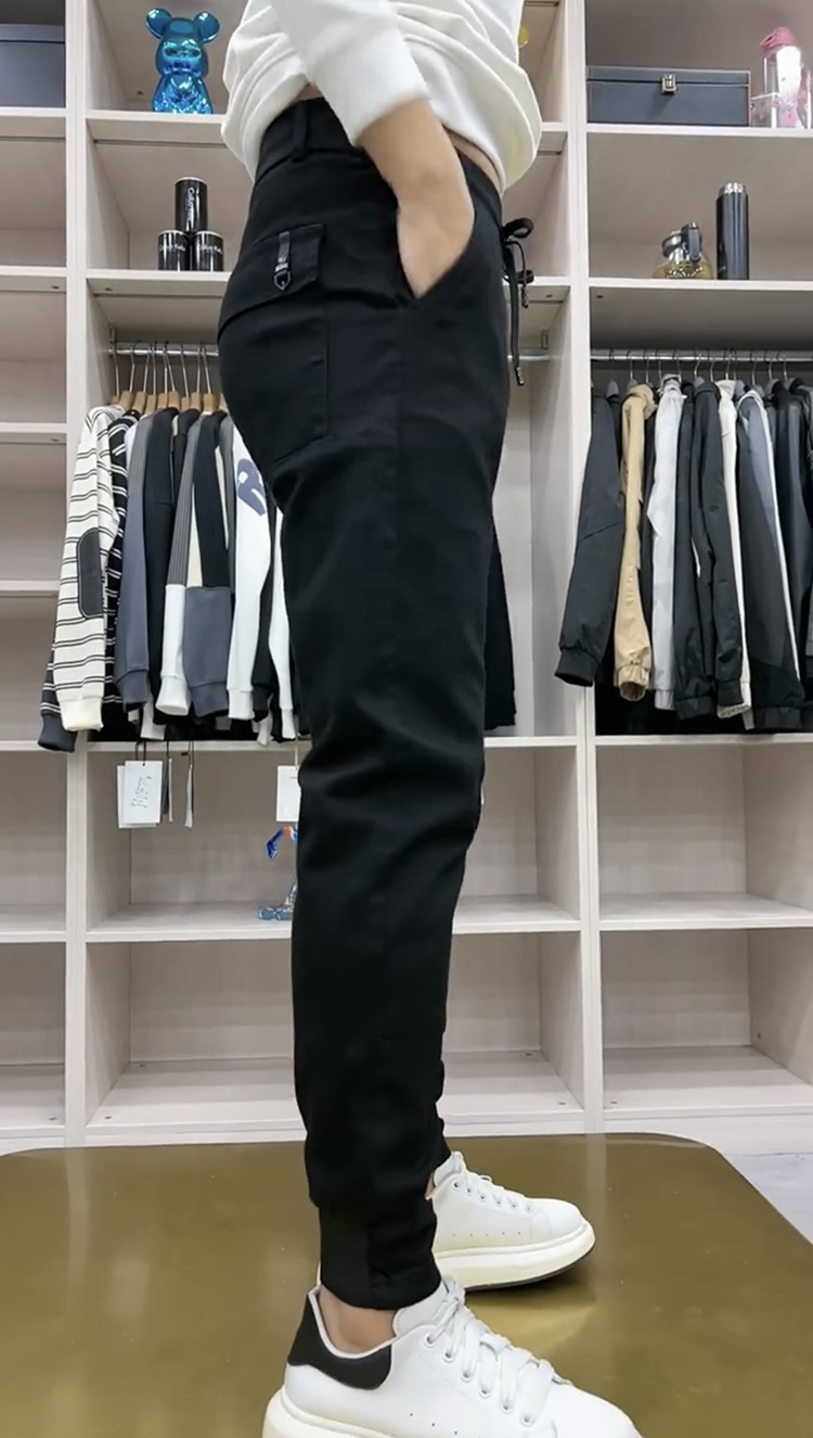 Jean décontracté coupe slim pour le printemps, pantalon élastique noir pour homme, tendance et polyvalent, limming et reliure des jambes Harun_voghion.com