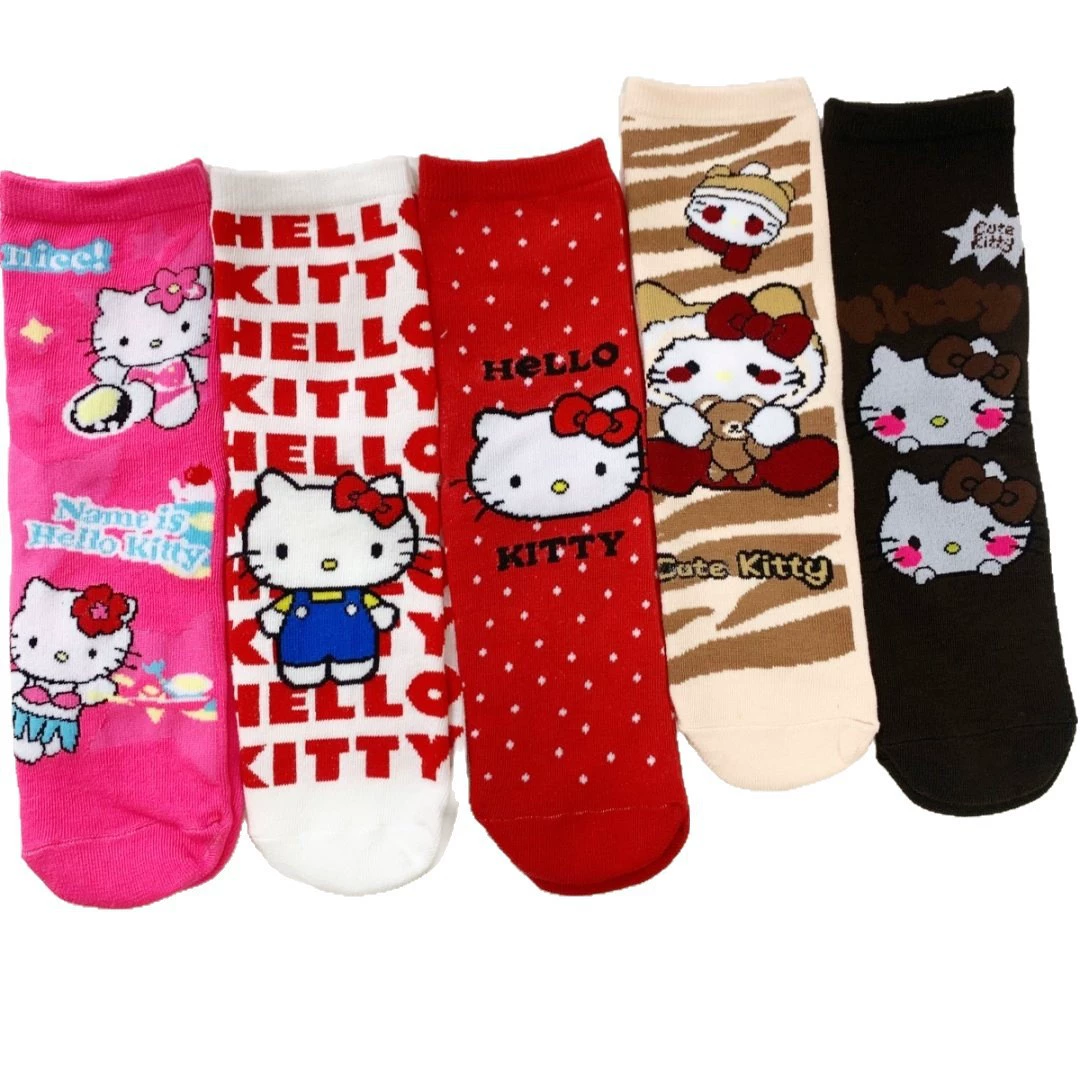 Hello Kitty, детские милые гольфы до колена, средняя длина, впитывают пот и запахи