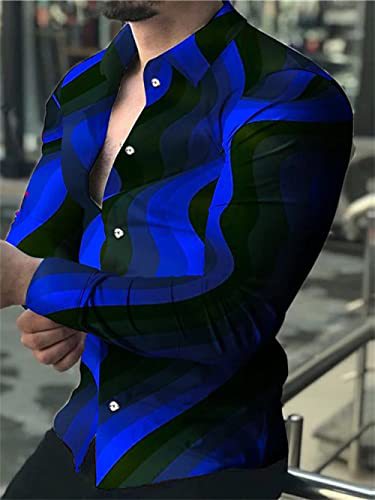 Ropa de los hombres europeos y americanos del comercio exterior 2023 primavera nuevos hombres 3D impreso casual solapa manga larga más tamaño camisa de los hombres