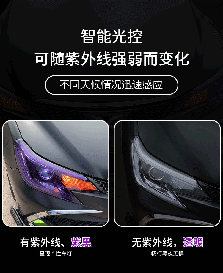 Suitable for Car Headlight Film Imported Tpu Light Control Blackened Headlight Rear Tail Light Color Changing Car Light Film Protection Tail