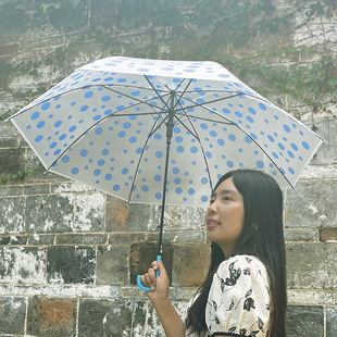 Transparent Umbrella Frosted Spot Large Wholesale Plastic LOGO Automatic Transparent Stall Long Handle High Color Value Sunny Umbrella