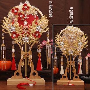 Lu r double-color double-sided new bridal Chinese wedding group fan Xi fan handmade diy finished wedding send friends send boudoir