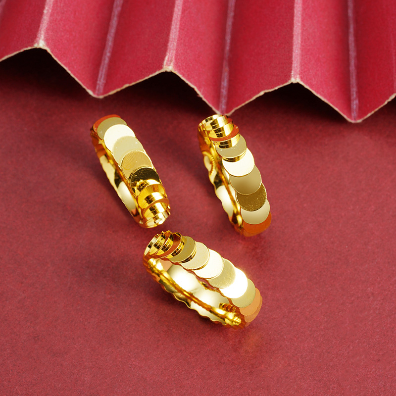 Nuevo anillo de oro de arena vietnamita, anillo de escamas de pez, anillo de pareja, joyería al por mayor, cobre chapado en oro