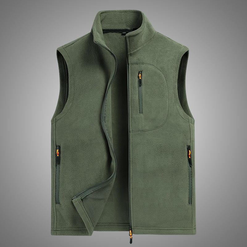 Cross-Border Autumn and Winter Vest Men's Polar Fleece Cold-Proof Warm Jacket Men's Casual Vest Middle-Aged and Elderly Vest Vest