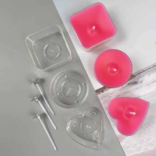 Highly transparent flame-retardant plastic tealight cup handmade DIY romantic atmosphere small candle cup love square round