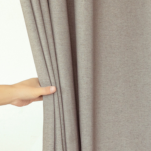 Cross-border manufacturer direct supply 230g thick linen-like waterproof and mold-proof shower curtain polyester fabric bathroom in stock