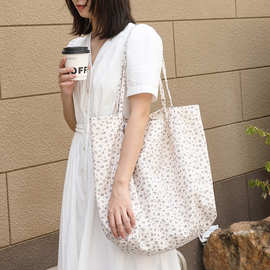 韩版文艺帆布托特包简约小清新大容量手提包网红时尚印花单肩女包