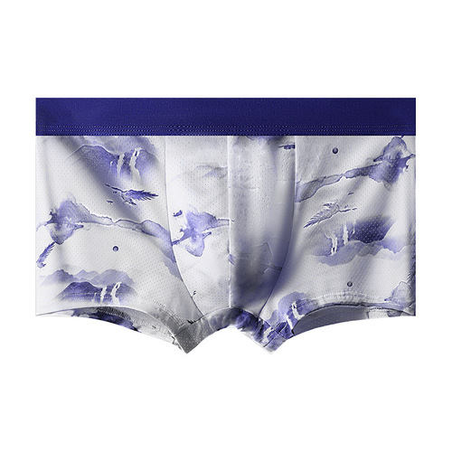 Men's Ice Silk Antibacterial Underpants, Men's Ice Silk Straight Leg Pants, Breathable and Comfortable Antibacterial Four-Way Pants, Solid Color Short Shorts for Men