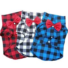 Dog Grid Shirt Suit Wedding Dress Teddy Bichon Small Medium Large Pet Clothes Cat Spring Summer Autumn Style