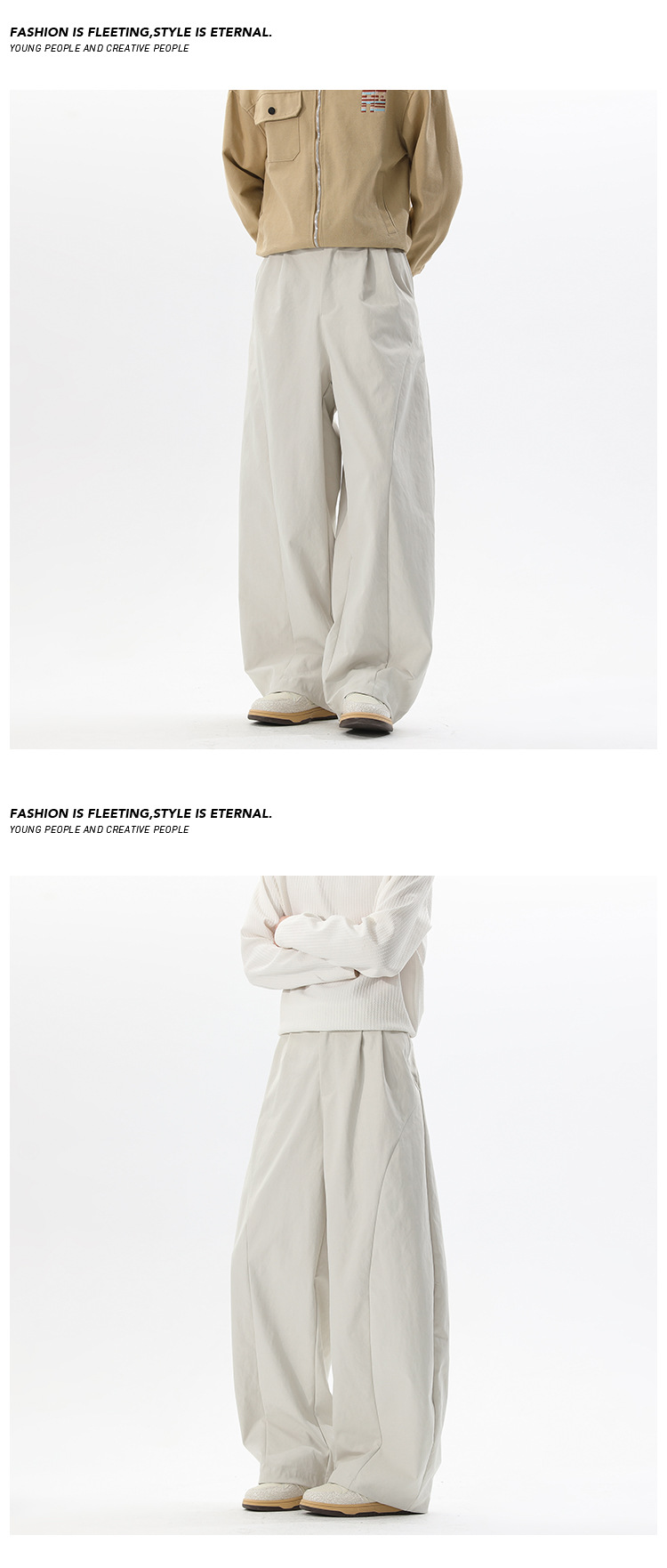 Herren Freizeithose Mit Schrägem Schnitt Und Weitem Bein Für Frühling_voghion.com