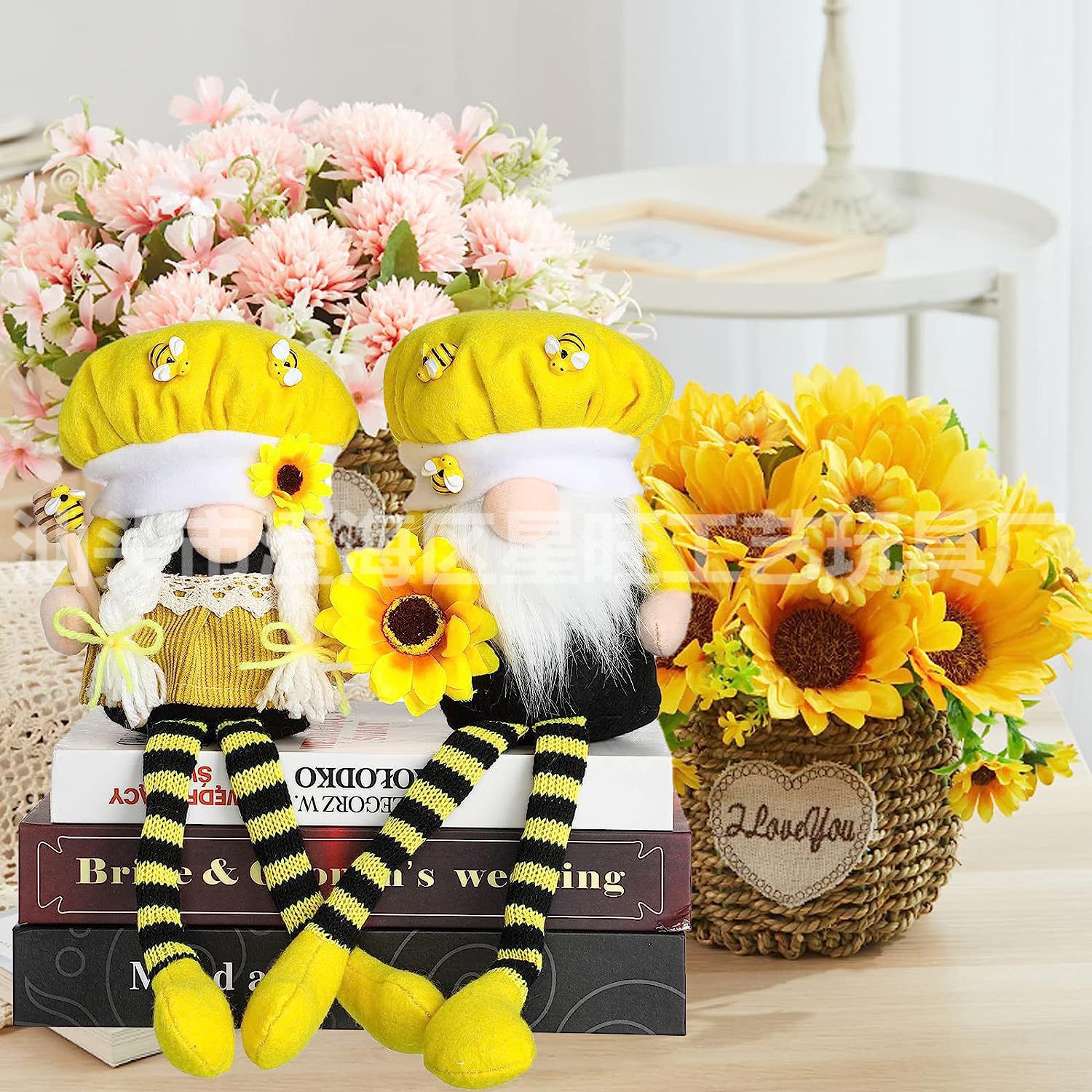 Fiesta de la abeja personalizada Muñeca Rudolph de pierna larga postura sentada muñeca sin rostro decoración de anciano enano