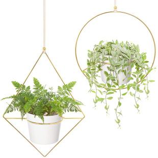 Cross-border Nordic metal wall hanging flower basket decorative geometric iron flower pot creative hanging vase source manufacturers