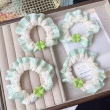 绿色四叶草发圈少女心头绳小肠圈甜美清新马尾发饰高弹力皮筋发绳