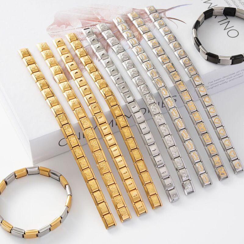 Italian Splicing Module Stainless Steel Adjustable Electroplating Color Resistant Unisex All-match Elastic Bracelet Chain