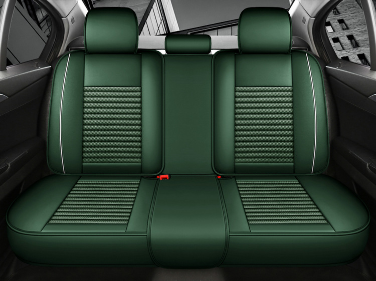 New Cross-Border Traffic Model Nappa Leather Car Seat Cushion, Universal Four-Season Cushion with Ice Silk, Five-Seater Full-Cover Machine-Woven Cooling Pad