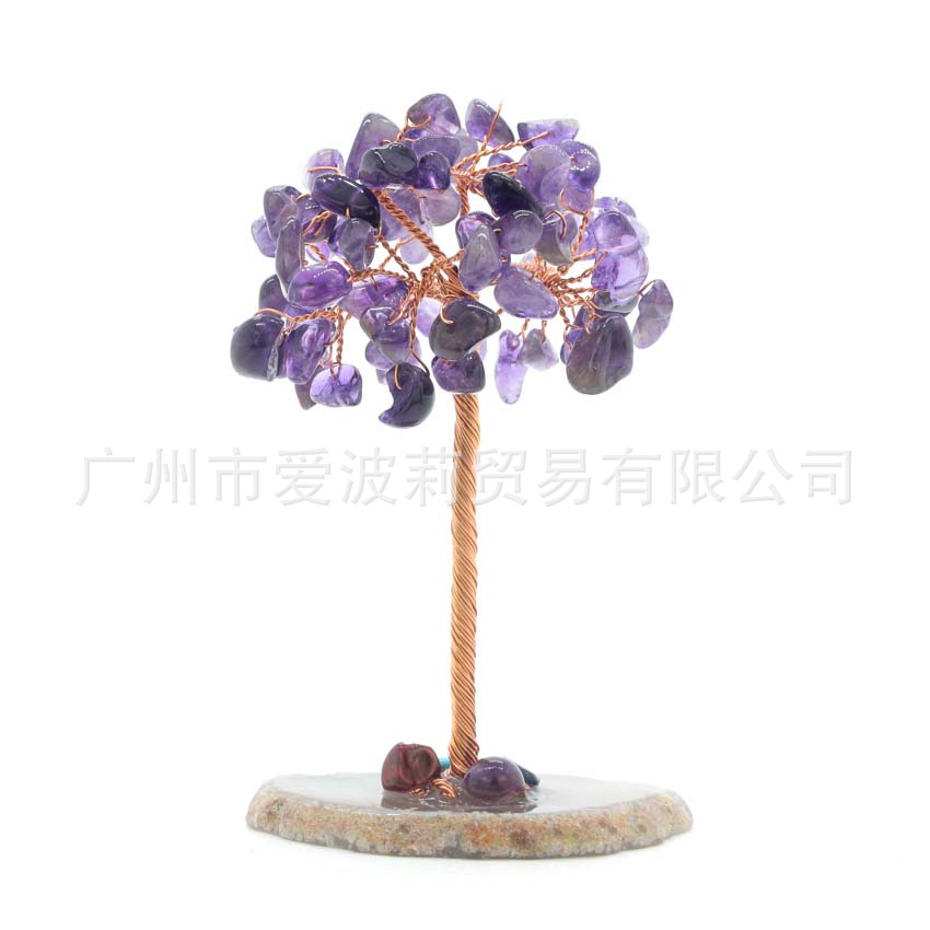 Cristal grava ágata pieza base fortuna árbol decoración hogar creativo artesanía decoración de escritorio