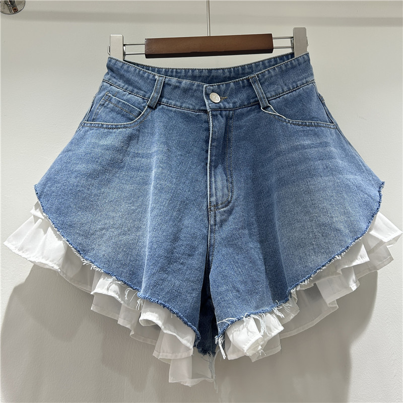 Shorts de Mezclilla de Pierna Ancha Cintura Alta para Verano