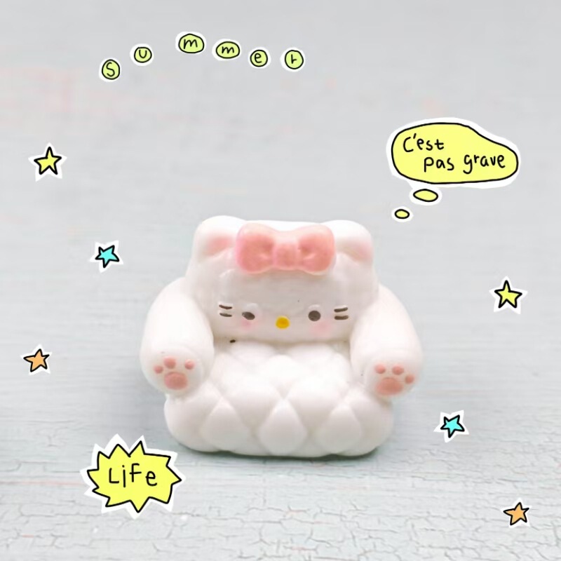 创意新品立体可爱沙发小猫奶油胶diy饰品卡通创意小摆件装饰配件|undefined